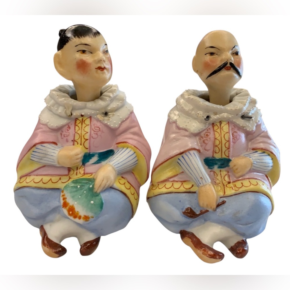 RARE Vintage pair of late 19th Century German bisque Porcelain “Nodders“ Figurin